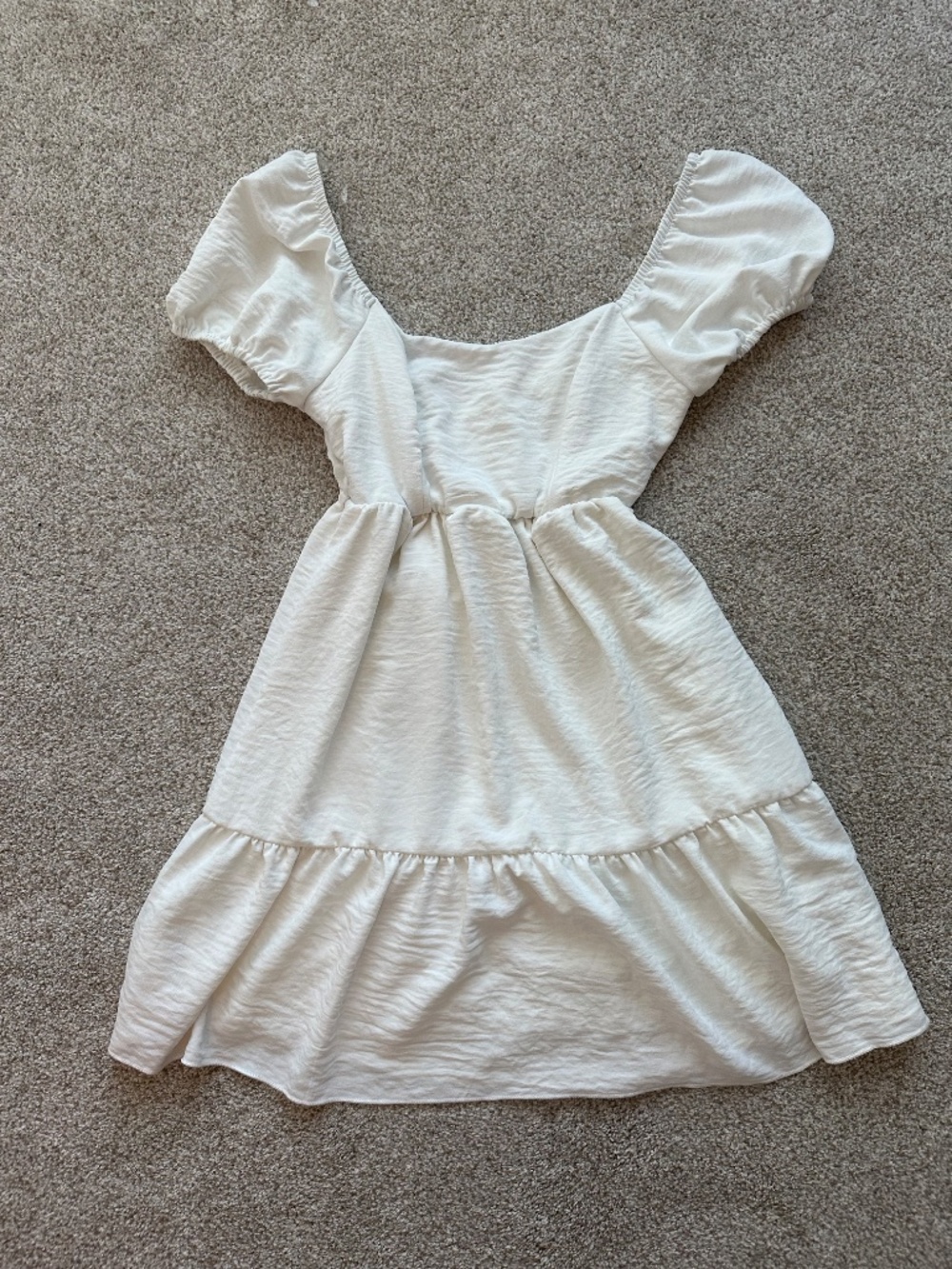 Altar'd State White Puff Sleeve Mini Dress Empire Waist